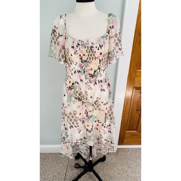 Lily Rose Dress Smocked High Low Floral Fairy Romantic Soft LG - Picture 1 of 10